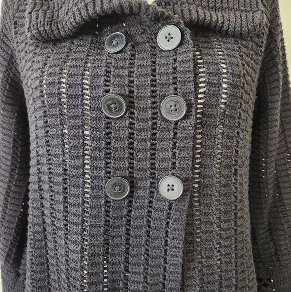 Apt. 9 Black Crochet Double-Breasted Sweater Coat - Picture 2 of 10
